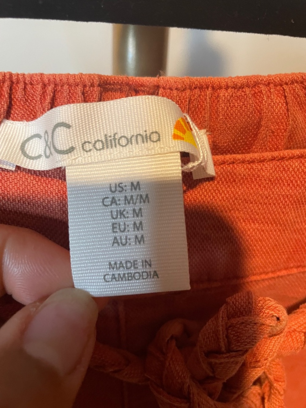 C&C California NWT Vintage Wash Braided Drawstring Pants in Terracotta - Picture 2 of 6